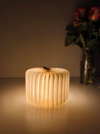 Customer photo review of Foldable Book Lamp | 360° Portable LED Table Light in Wood | USB Rechargeable, 3 Modes, 8-Hour Battery