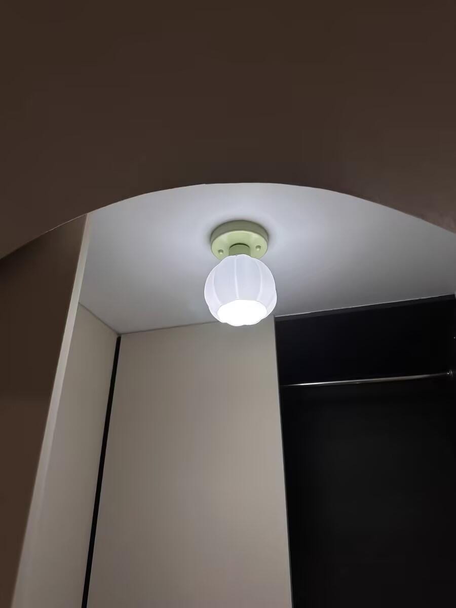 Customer photo review of Flower Semi Flush Ceiling Light, Glass Shade, Green Base, 15 cm