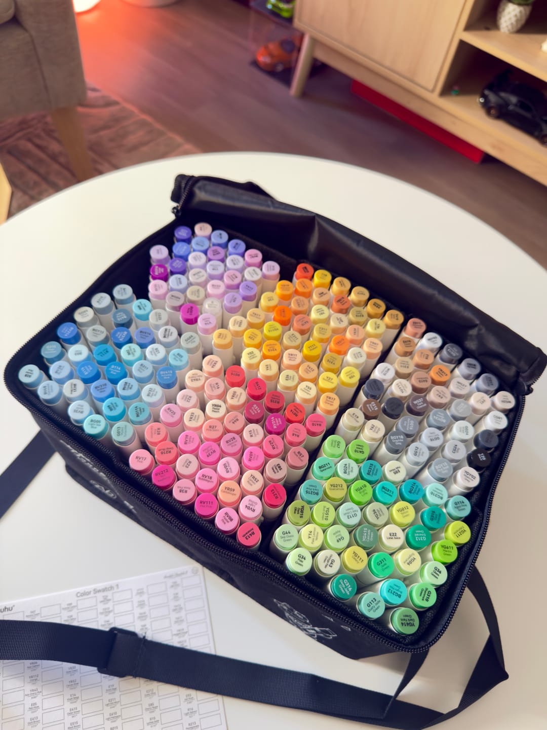Customer photo review of Ohuhu Honolulu 216 Colors Dual Tips Alcohol Art Markers (New Color Codes)