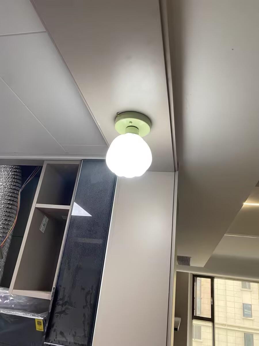 Customer photo review of Flower Semi Flush Ceiling Light, Glass Shade, Green Base, 15 cm
