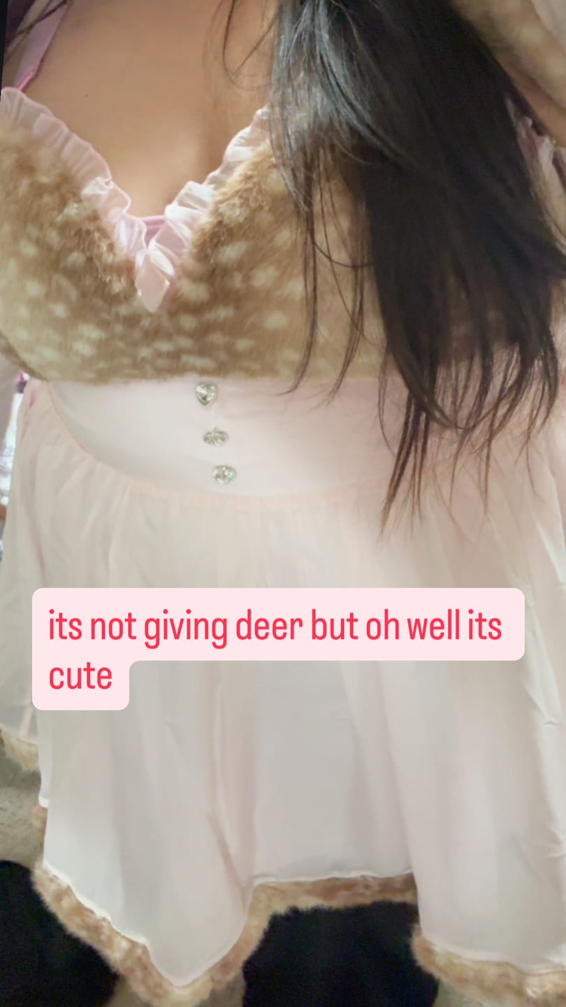 Customer photo review of Bambi Princess Fur Chiffon Babydoll Dress (Pink)