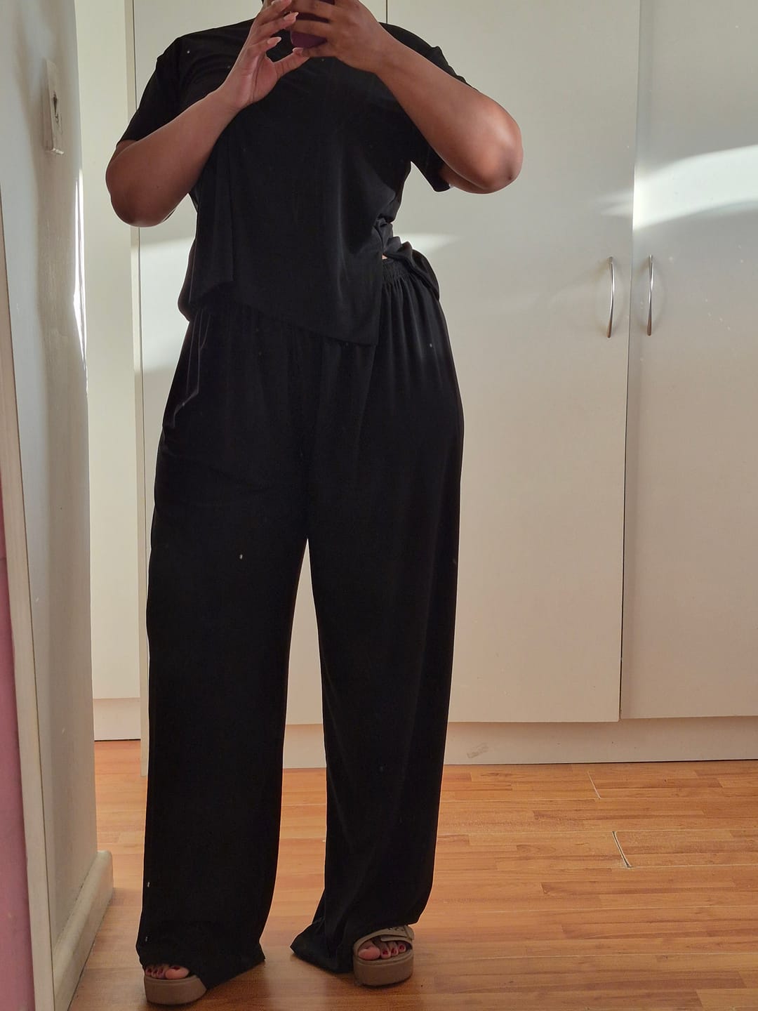 Customer photo review of Black Straight Leg Resort Pants