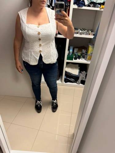 Customer photo review of Ninonine "Seraphina" | Embroidered Eyelet Square-Neck Top