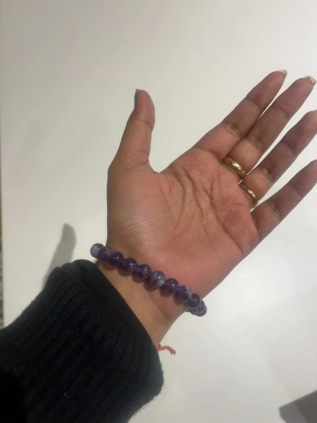 Customer photo review of Aquarius (Kumbh Rashi) Zodiac Bracelet – Natural Amethyst & Lapis Lazuli