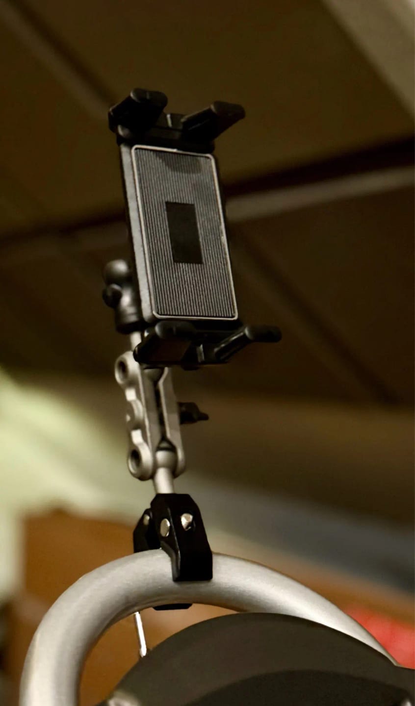 Customer photo review of Heavy-Duty Clamp Phone and Tablet Mount for Golf Cart Bars and Roof Struts