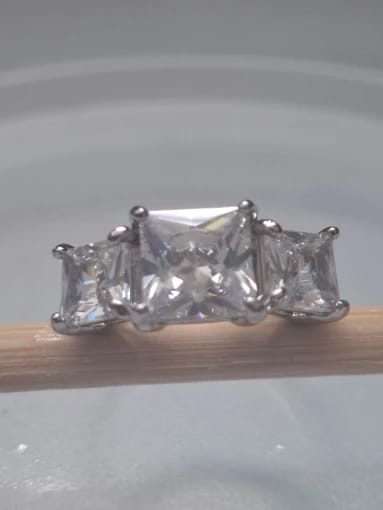 Customer photo review of Three Stone Princess Cut Moissanite Ring