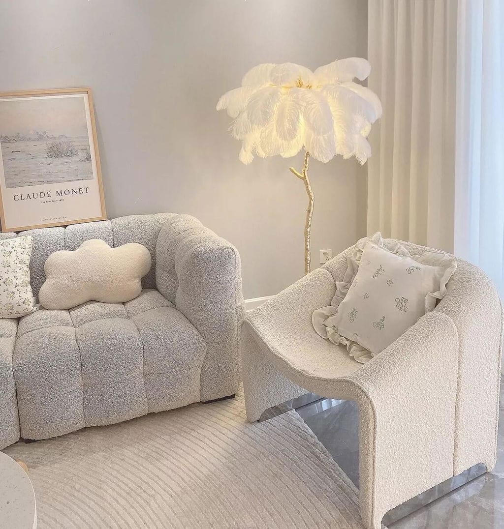Customer photo review of Brass Floor Lamp, Ostrich Feather Palm Fronds, 6 Lights, 160 cm
