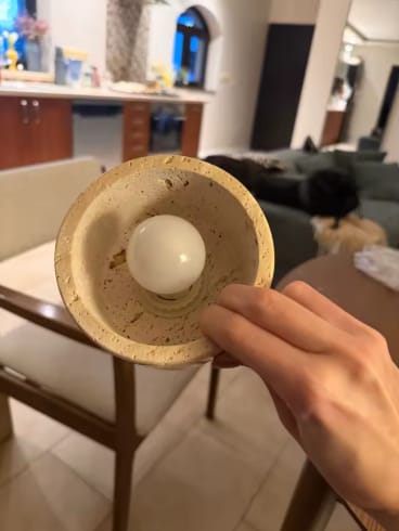 Customer photo review of The Como | Travertine Ceiling Light