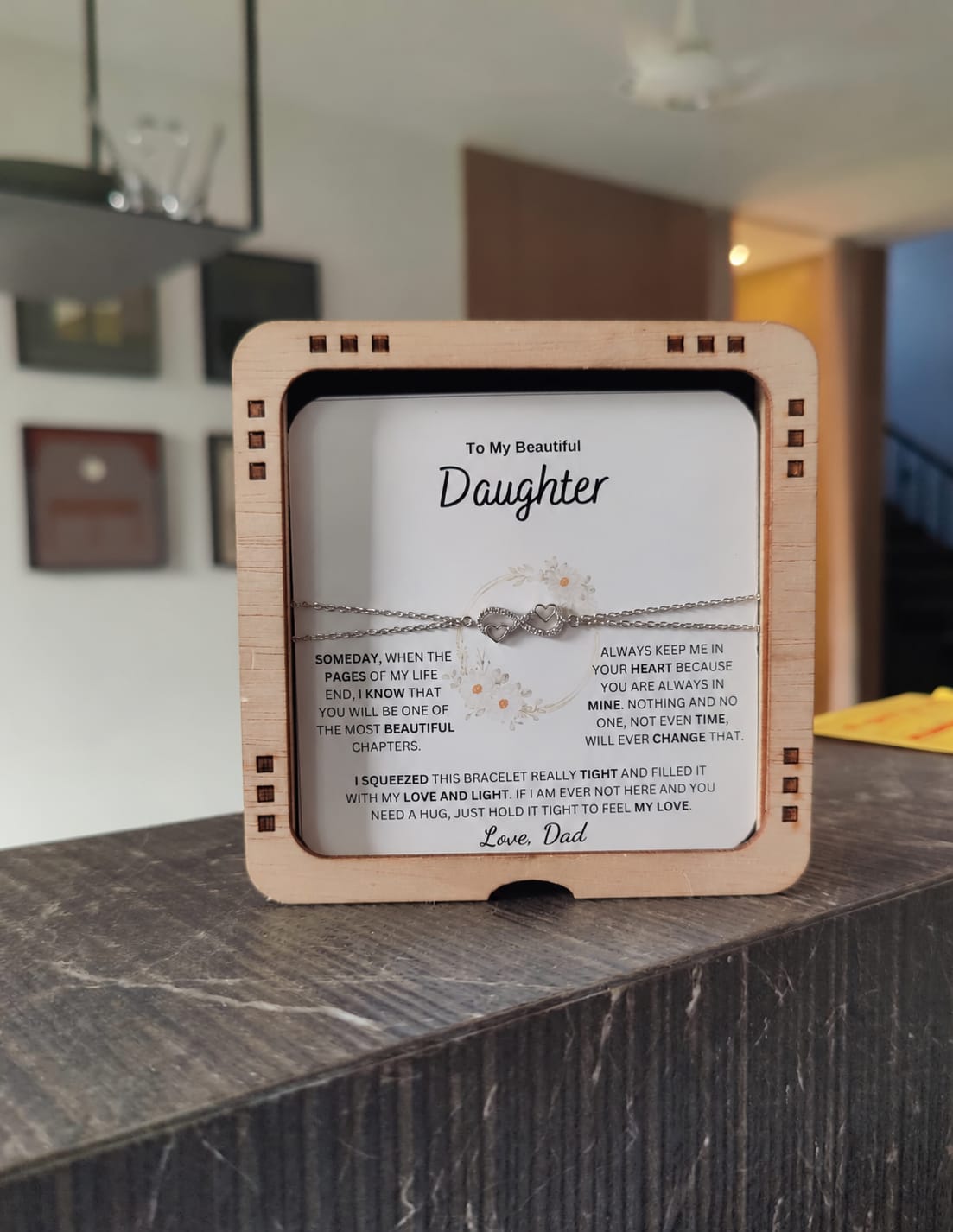 Customer photo review of To Beautiful Daughter – Infinity Love Bracelet From Dad