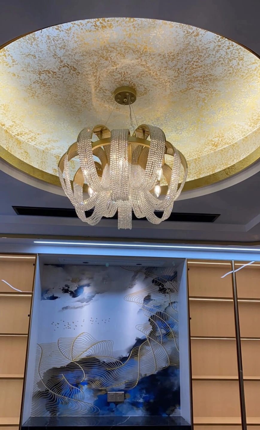 Customer photo review of Gold Chandelier, Draped Crystal Bead Chains, Iron Frame, 26–85 cm