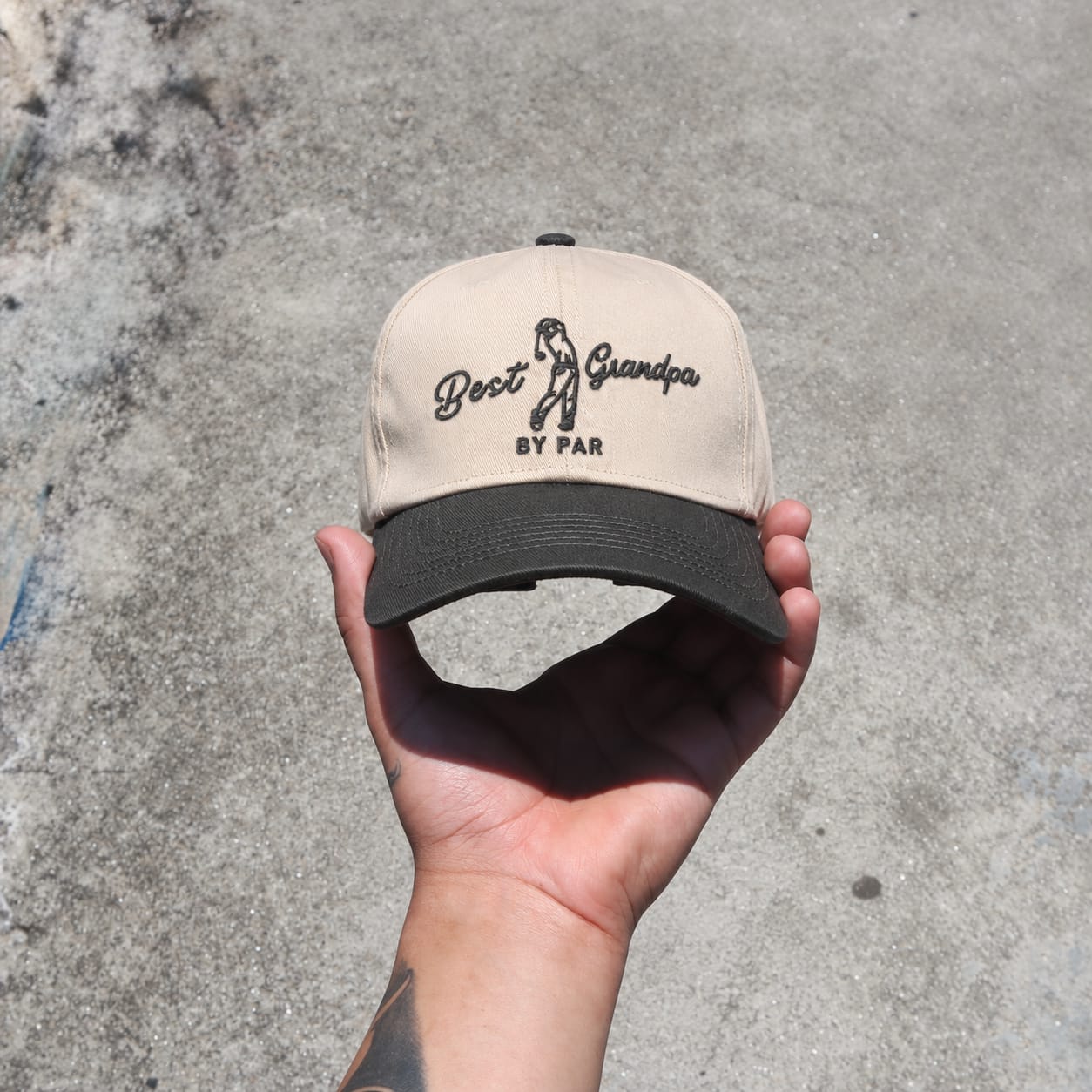 Customer photo review of Best Grandpa By Par Embroidered Snapback Hat – Funny Golf Gift for Grandpa