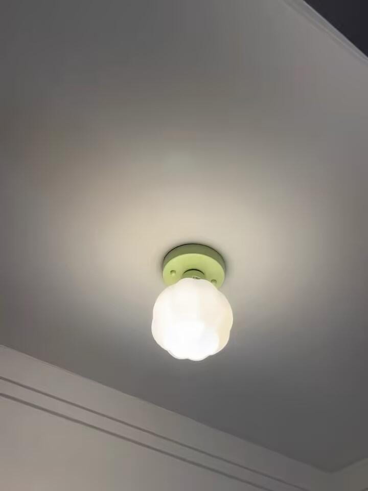 Customer photo review of Flower Semi Flush Ceiling Light, Glass Shade, Green Base, 15 cm