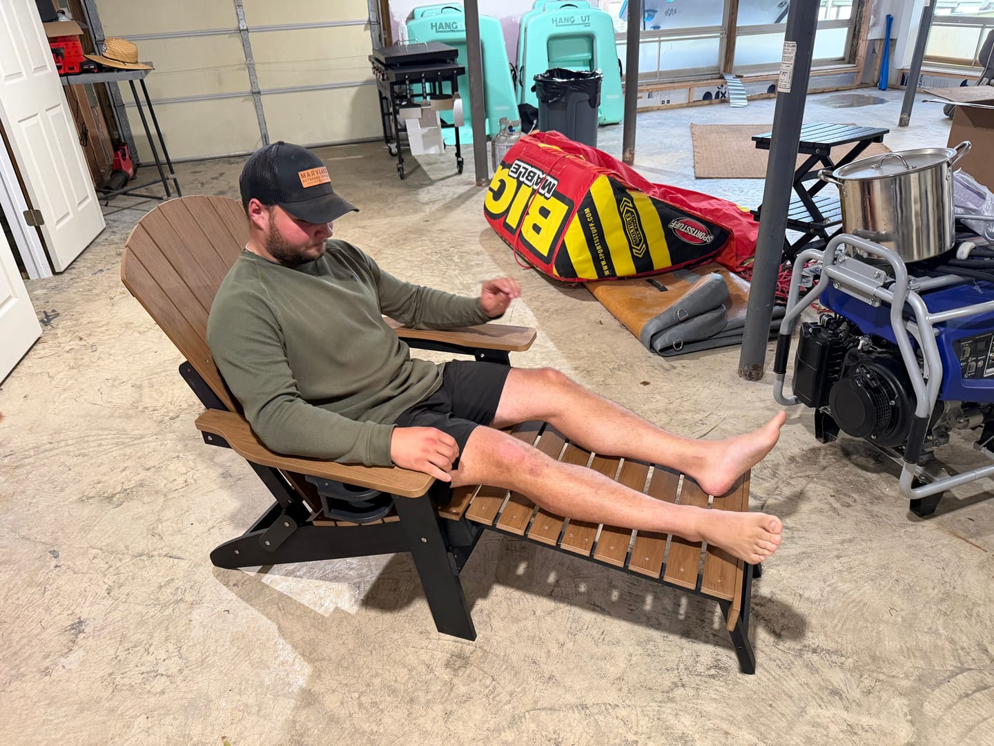 Customer photo review of Folding Adirondack Chair with Built in Footrest & Cup/Wine Holders King Size