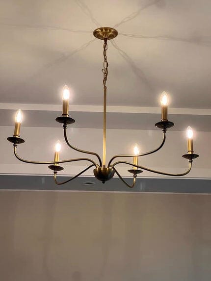 Customer photo review of Brass Chandelier with Curved Arms, Vintage Style, 76 to 106 cm