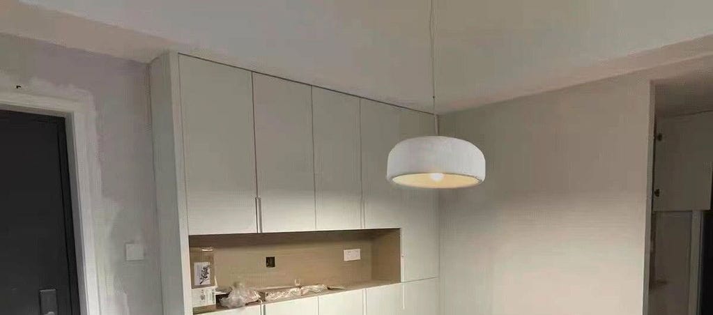 Customer photo review of Modern Pendant Light, White Polystyrene Shade, 40 cm, Adjustable
