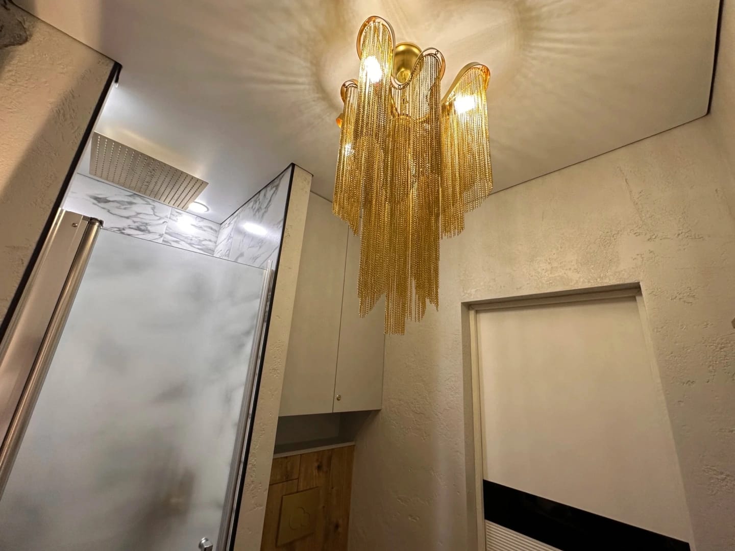 Customer photo review of Cascading Chain Chandelier, Layered Aluminium, Gold or Silver
