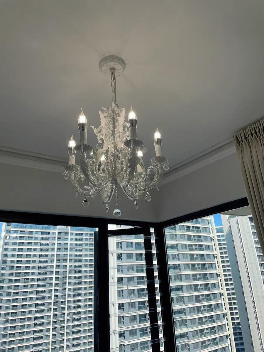 Customer photo review of White Crystal Pendant Light, Candle-Style Chandelier, 40 cm