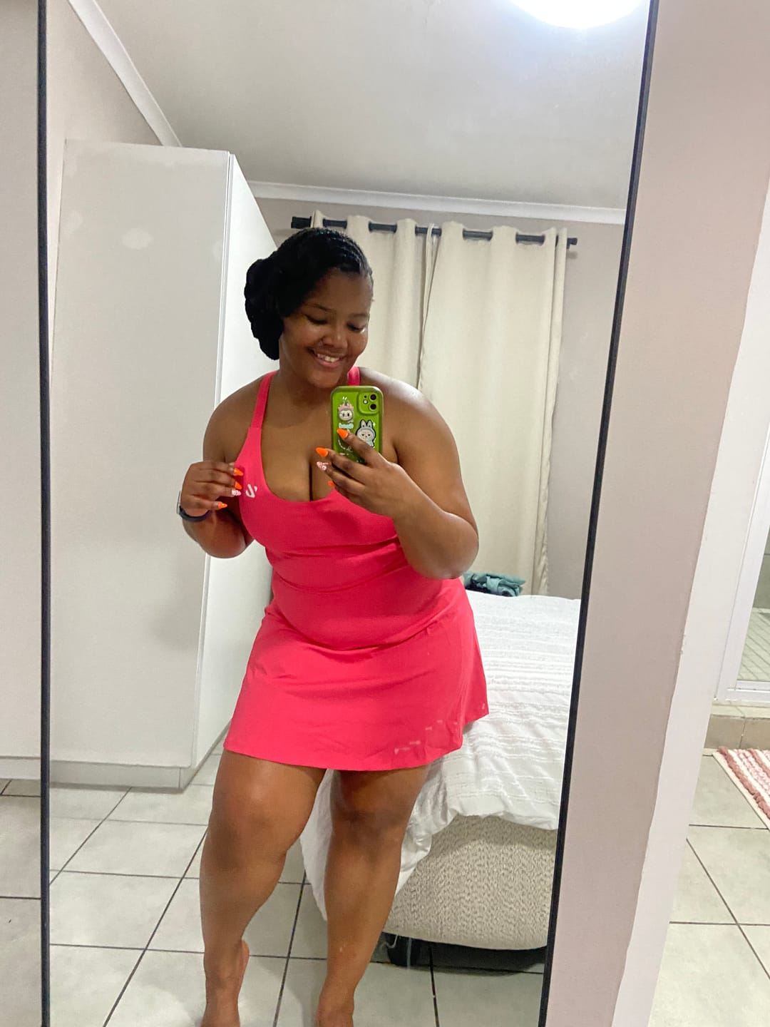 Customer photo review of One-Piece Activewear Dress with Stretchy Built-In Shorts & Bra