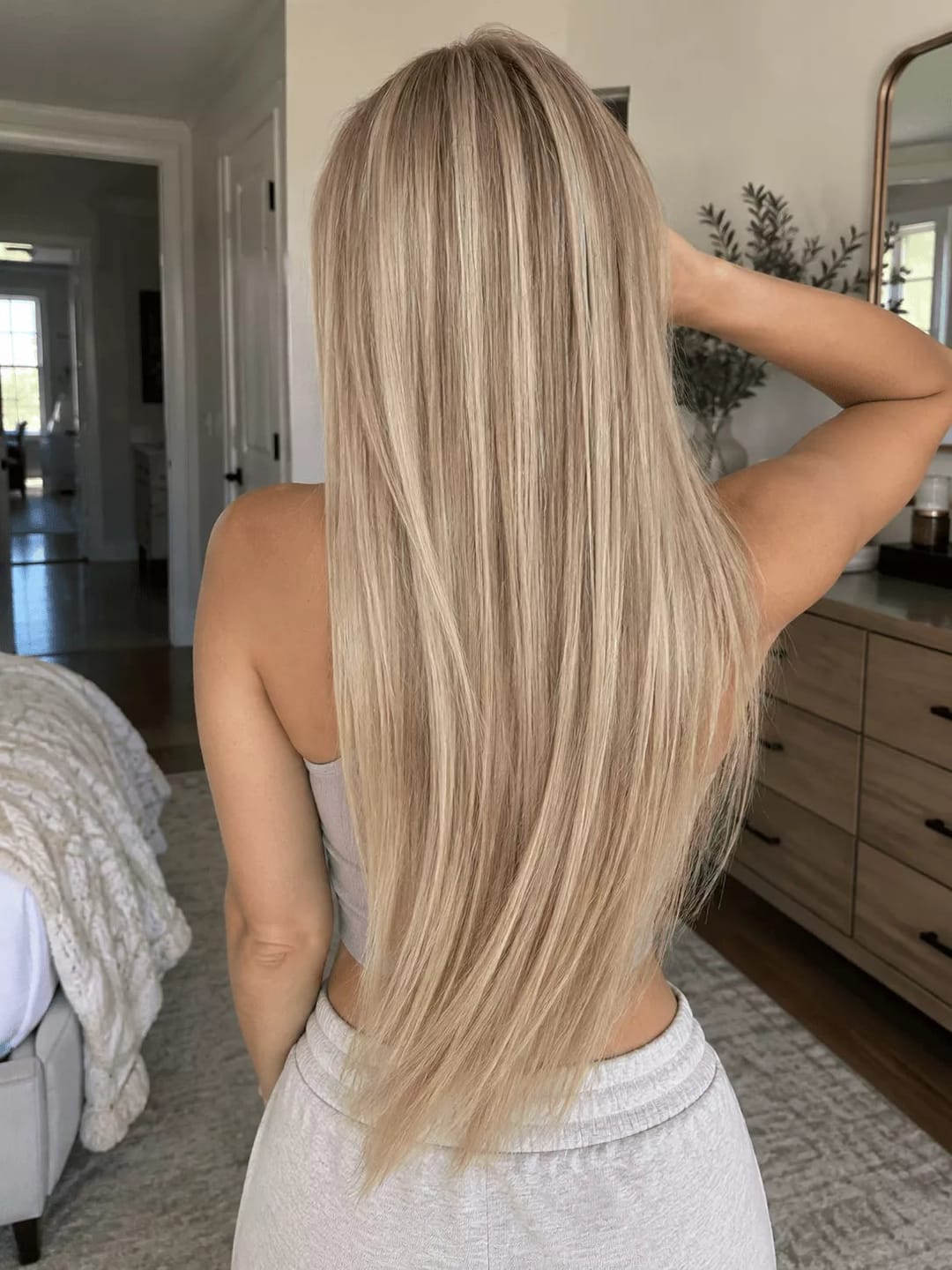 Customer photo review of Flat Weft Hair Extensions Virgin Hair Highlight Blonde #P18/613
