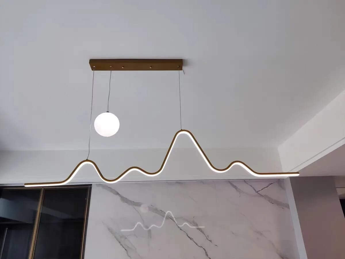 Customer photo review of Linear Pendant Light, Lit Moon and Mountain LED Strip, 120 cm