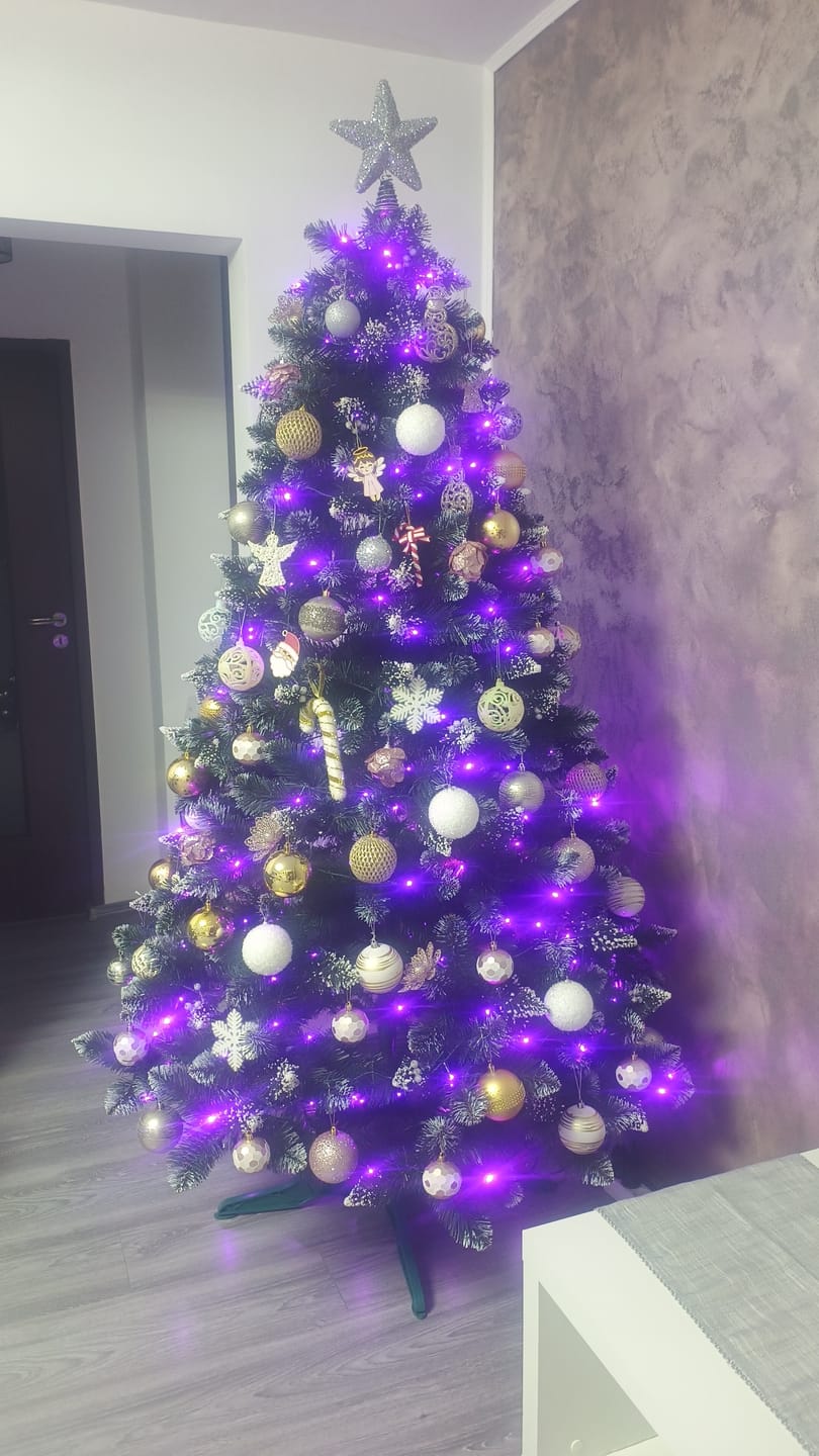 Customer photo review of Brad artificial de Crăciun Fulg de Nea, nins cu merișoare albe, 2D, 220 cm