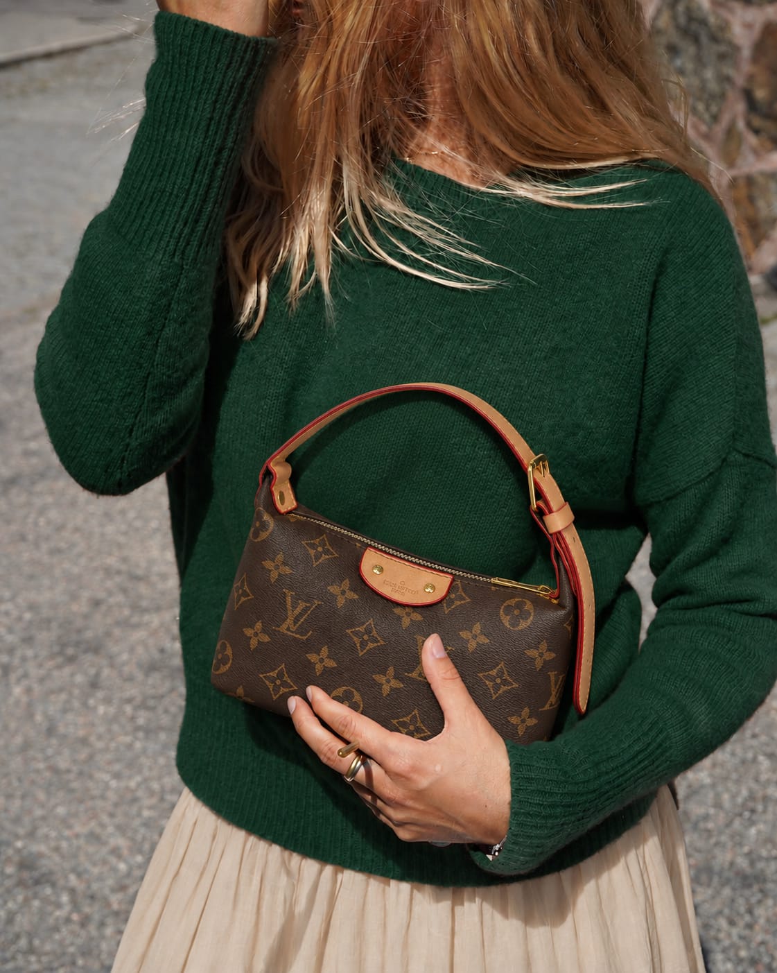 Customer photo review of Brown Monogram Zip Shoulder Bag with Adjustable Strap