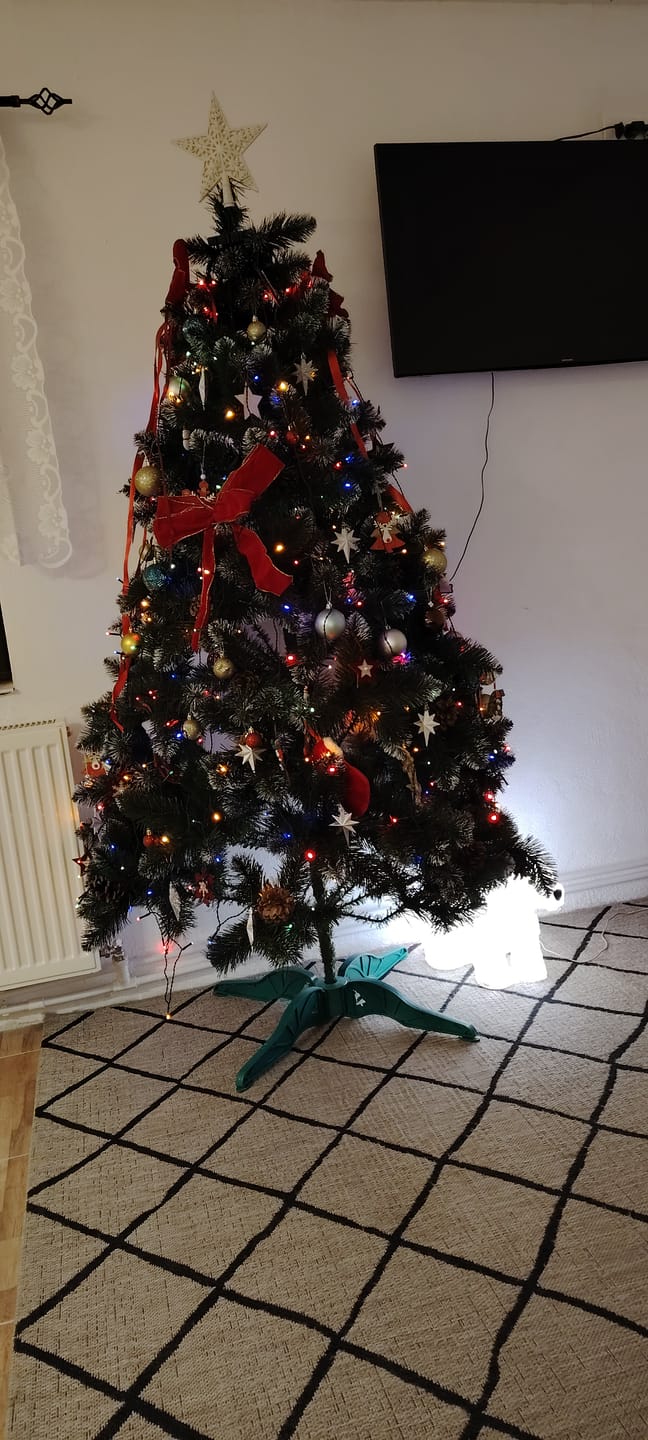 Customer photo review of Brad artificial de Crăciun Pădure de Iarnă, nins cu conuri naturale, 2D, 200 cm