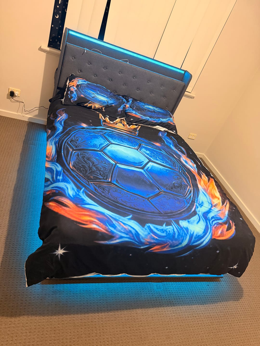 Customer photo review of Double LED Bed Frame with Gas Lift & USB Ports