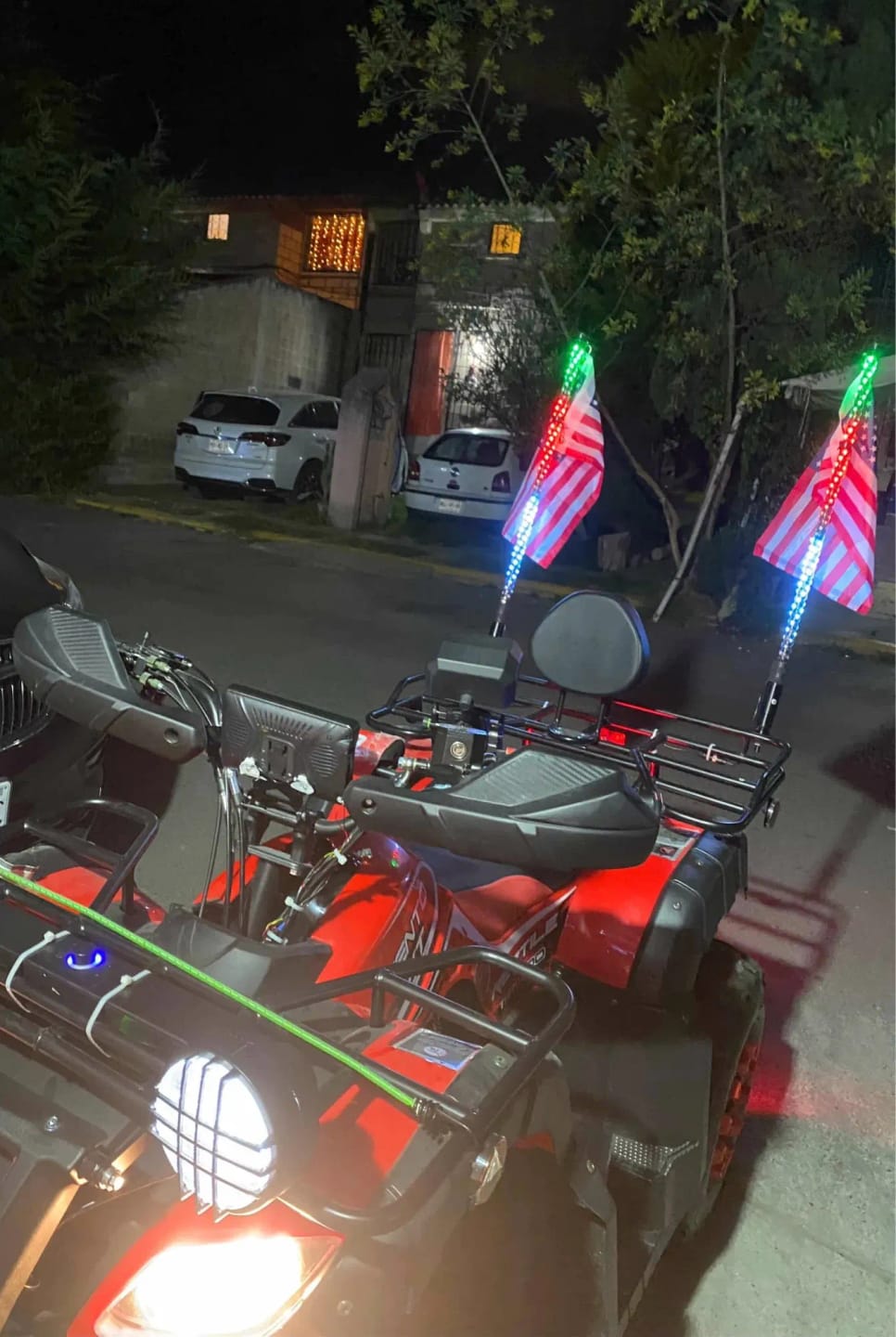 Customer photo review of 3 ft RGB LED Whip Light for Golf Carts with Remote and Flag