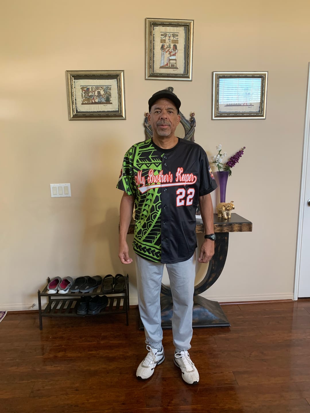 Customer photo review of Custom Black Neon Green Split Fashion Tribal Pattern Authentic Baseball Jersey