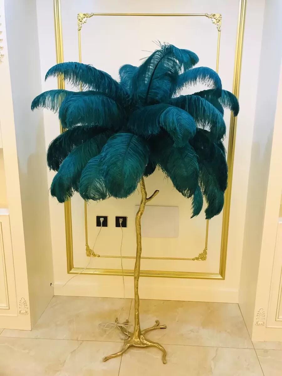 Customer photo review of Brass Floor Lamp, Ostrich Feather Palm Fronds, 6 Lights, 160 cm