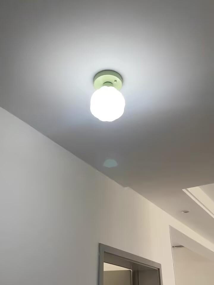 Customer photo review of Flower Semi Flush Ceiling Light, Glass Shade, Green Base, 15 cm
