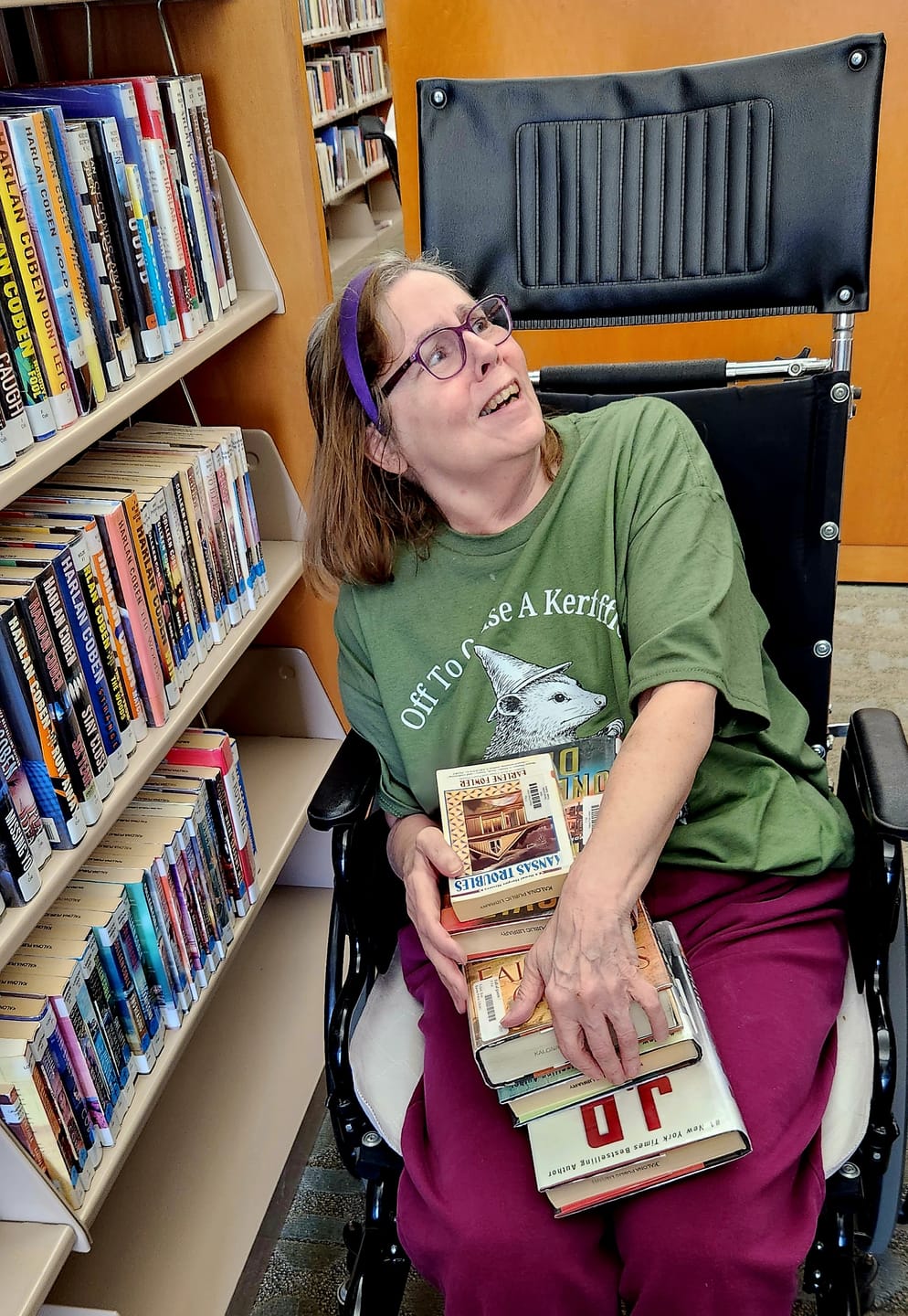 Customer photo review of Off To Cause A Kerfuffle At The Library Unisex T-Shirt