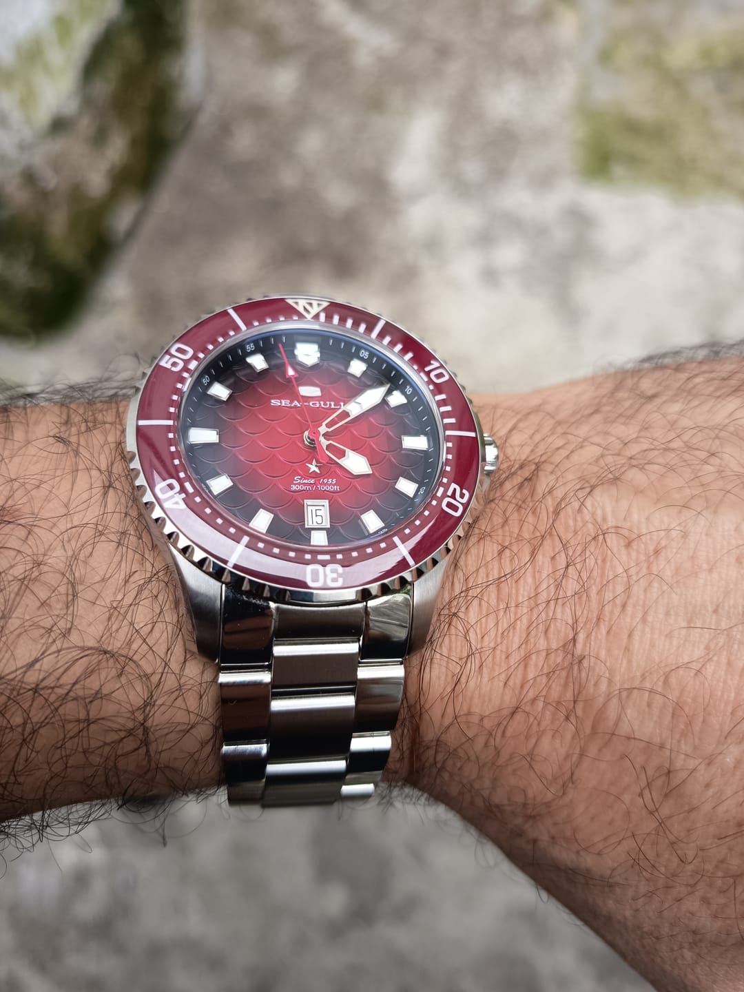 Customer photo review of Ocean Series Pro "Dragon Kings of the Four Seas" Dragon-scale Dial 300m Waterproof Diving Watch 44mm