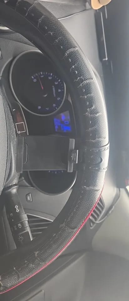 Customer photo review of Golf Cart Steering Wheel Phone Holder, Clip-On Mount