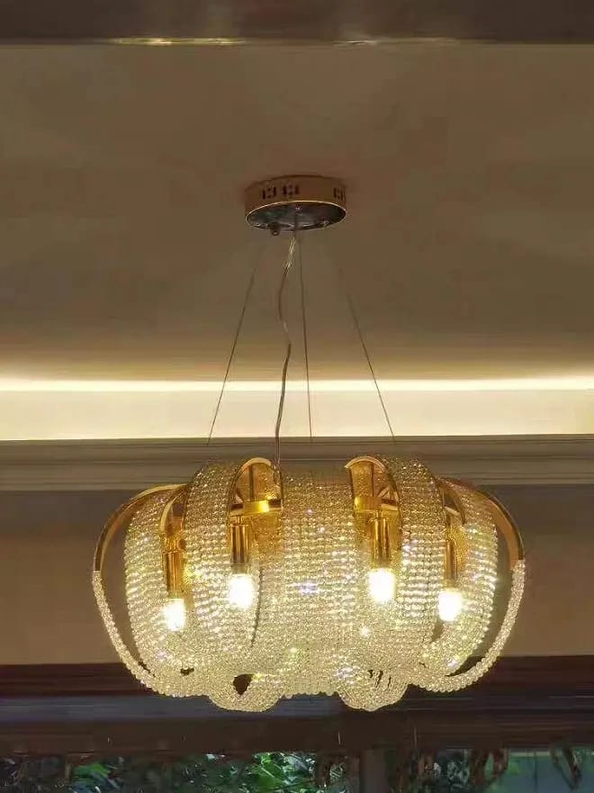 Customer photo review of Gold Chandelier, Draped Crystal Bead Chains, Iron Frame, 26–85 cm