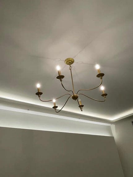 Customer photo review of Brass Chandelier with Curved Arms, Vintage Style, 76 to 106 cm