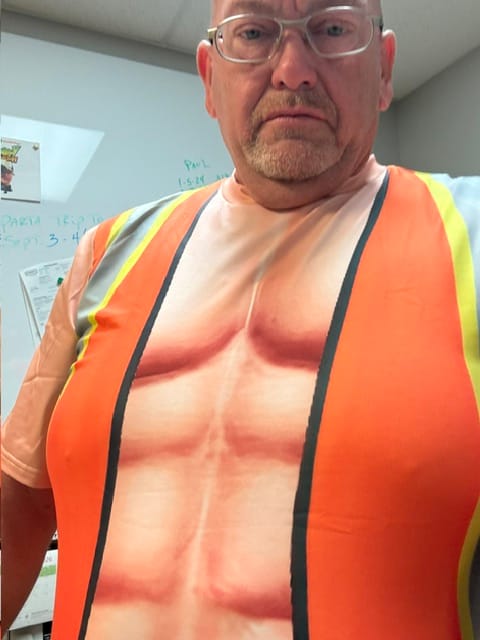 Customer photo review of Funny Construction Worker - Personalized All-Over-Print T-Shirt