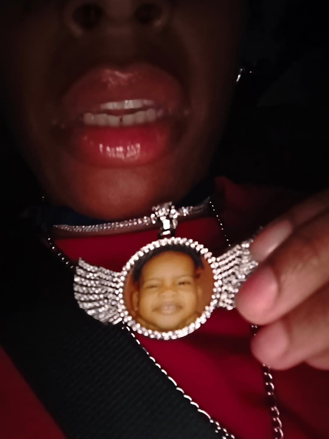 Customer photo review of Iced Angel Photo Pendant Chain