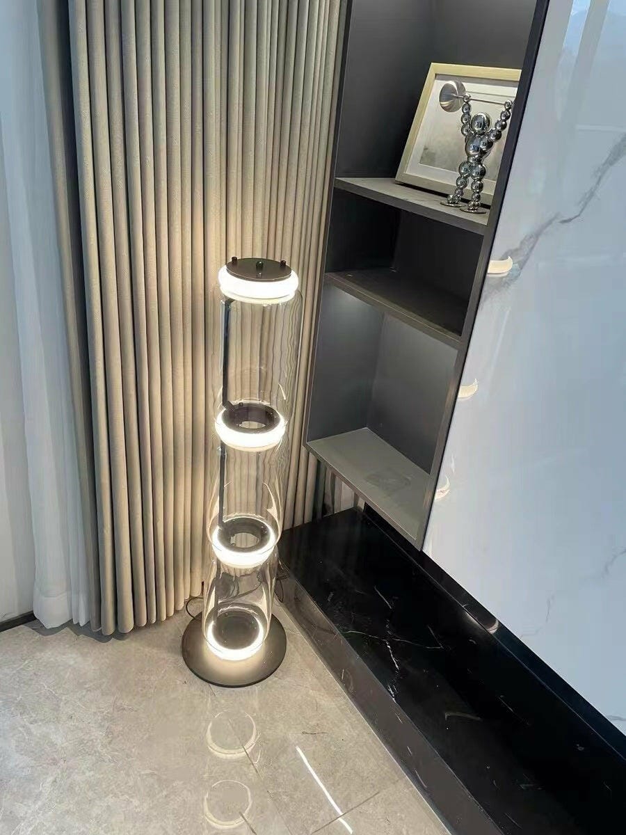 Customer photo review of Black Floor Lamp, Clear Glass Cylinders, LED, Up to 160 cm