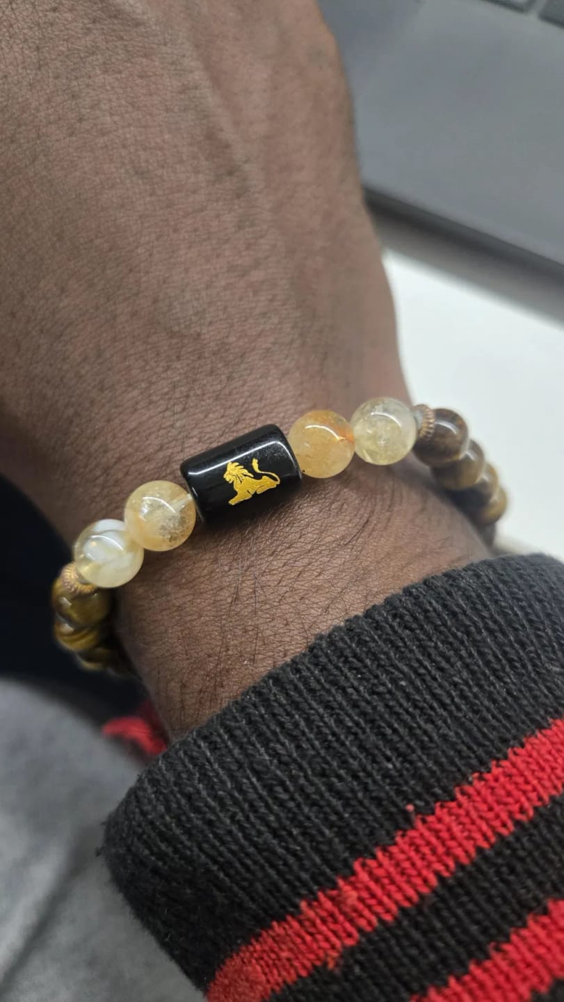 Customer photo review of Leo (Simha Rashi) Zodiac Bracelet – Natural Tiger Eye & Citrine