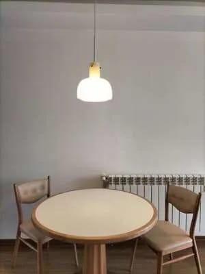 Customer photo review of Coloured Bell Glass Pendant Light, Narrow Neck, Iron Fitting, 26 cm