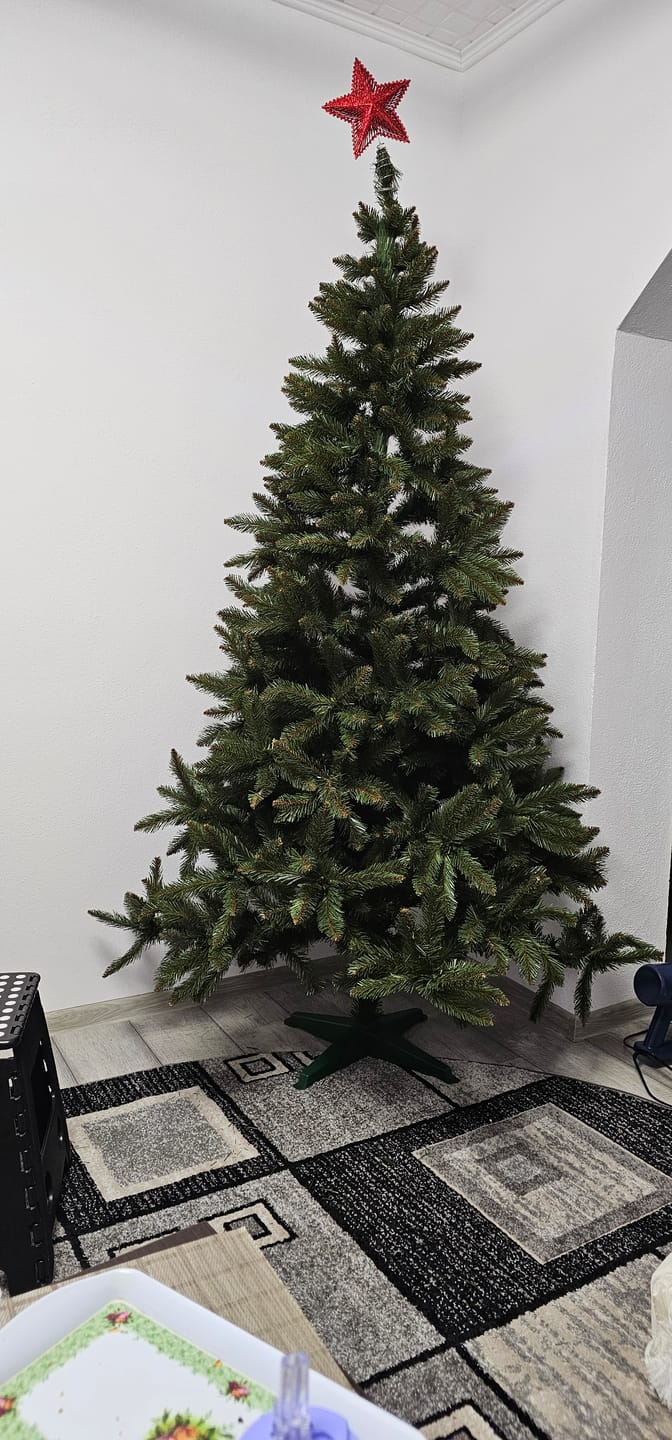Customer photo review of Brad artificial de Crăciun Bucegi, verde clasic, 220 cm, cu suport