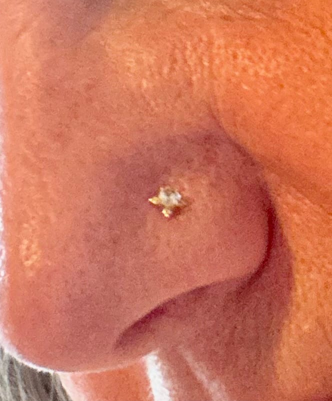 Customer photo review of Anatometal 18ct Gold CZ Zia End THREADLESS