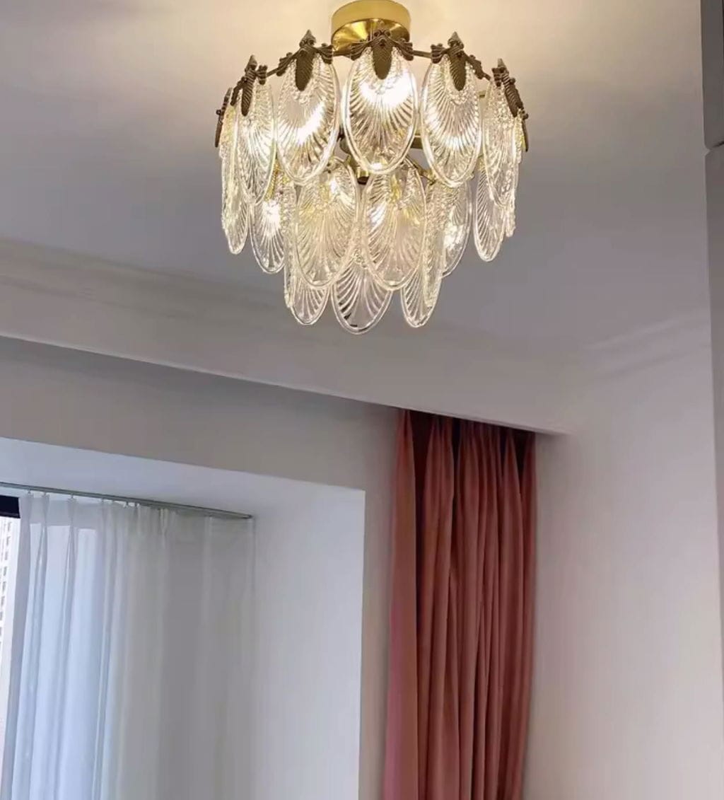 Customer photo review of Gold Glass Leaf Pendant Light, Chandelier, Adjustable Chain