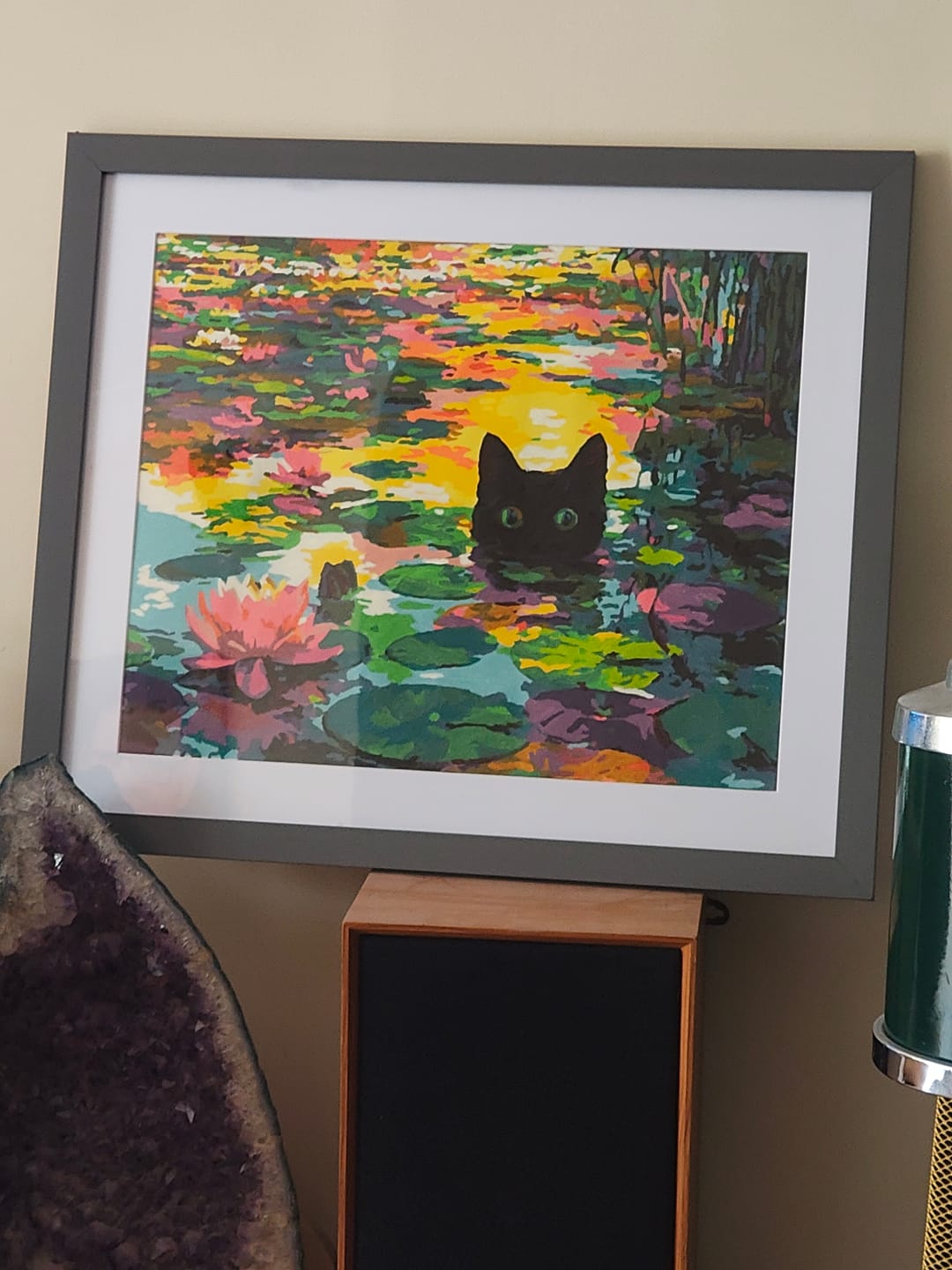 Customer photo review of A Water lilies cat | Paint by Number