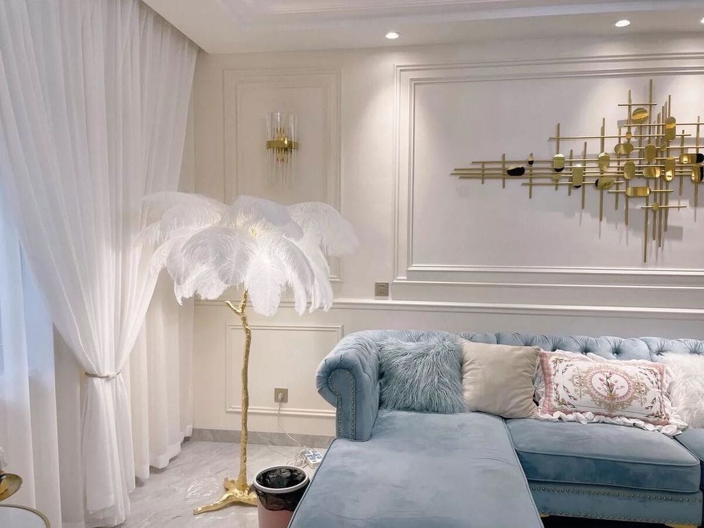 Customer photo review of Brass Floor Lamp, Ostrich Feather Palm Fronds, 6 Lights, 160 cm