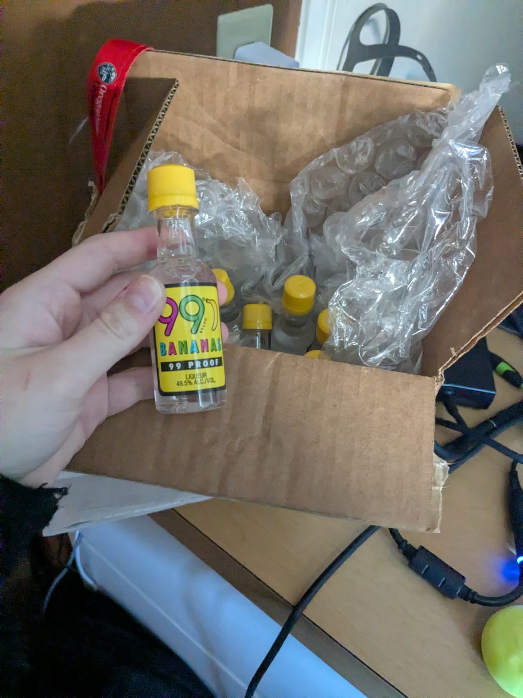 Customer photo review of 99 Brand Bananas Liqueur Sleeve Shooters (50ML x 12)