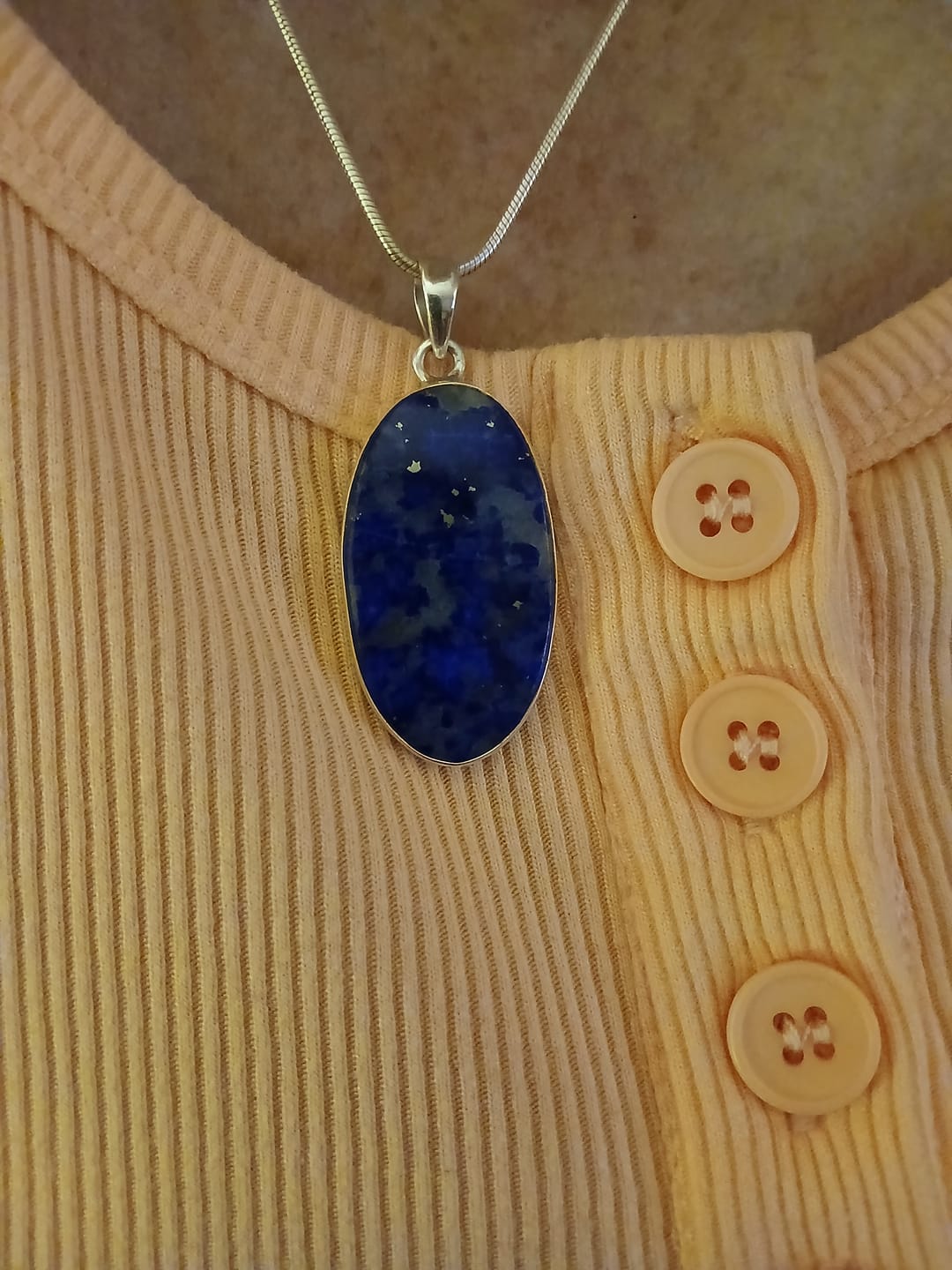Customer photo review of Rare Afghanite Pendant 1 3/4" (.925 Sterling Silver)