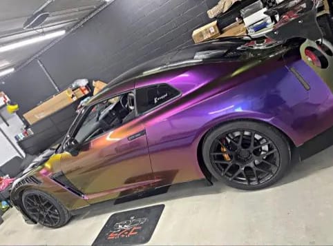 Customer photo review of Mallcas™ Glossy Magic Colored Purple Vinyl Wrap (PET Liner)